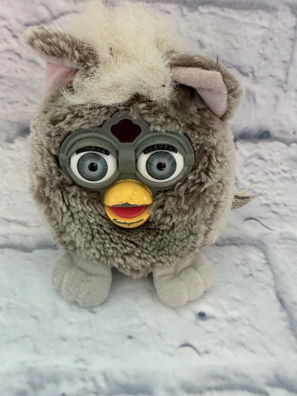 Vintage Furby Buddies Soft Plush Bean Toy Grey Tiger Electronics 5"